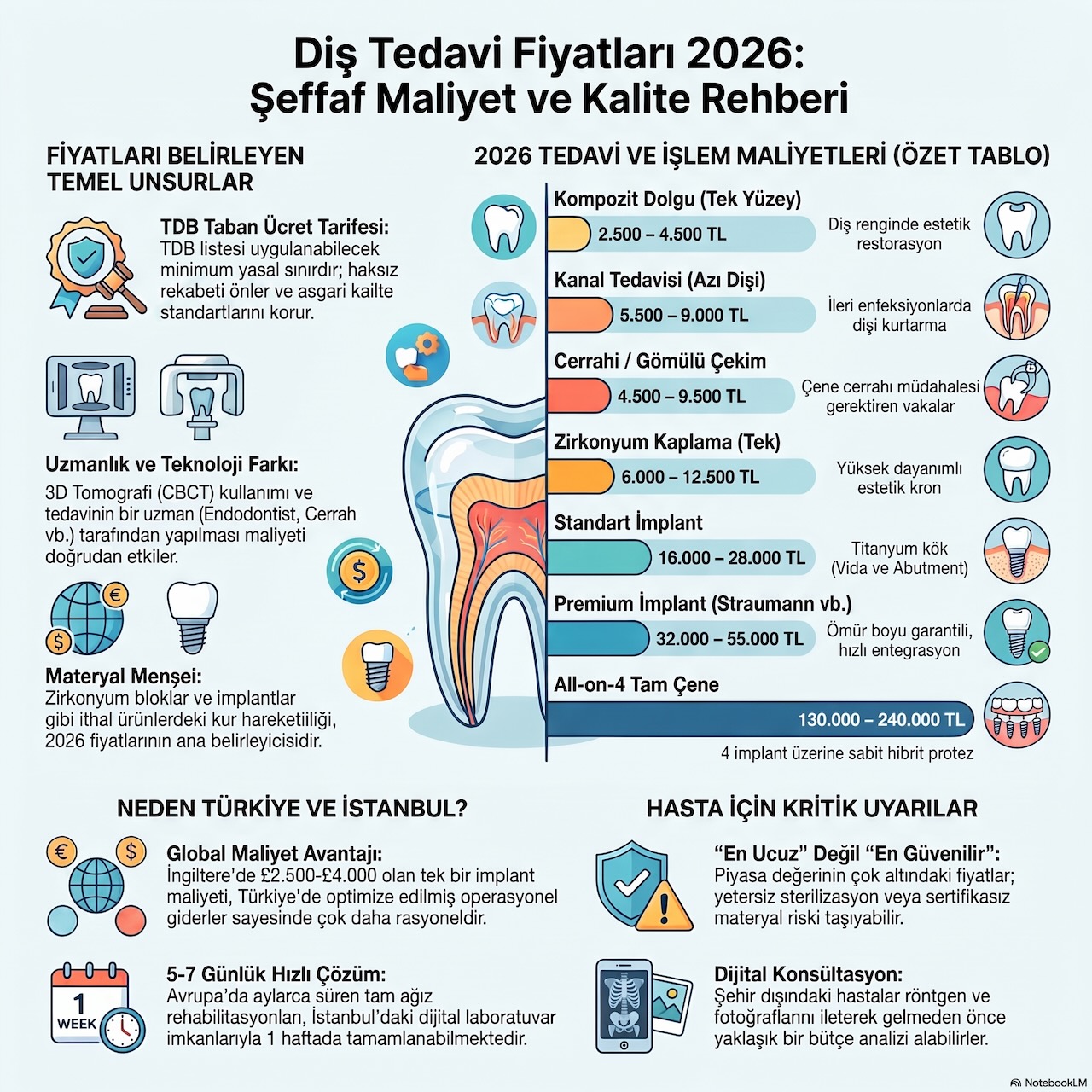 Diş Tedavi Fiyatları 2026: TDB Taban Ücret Listesi ve Klinik Fiyatları Neler?